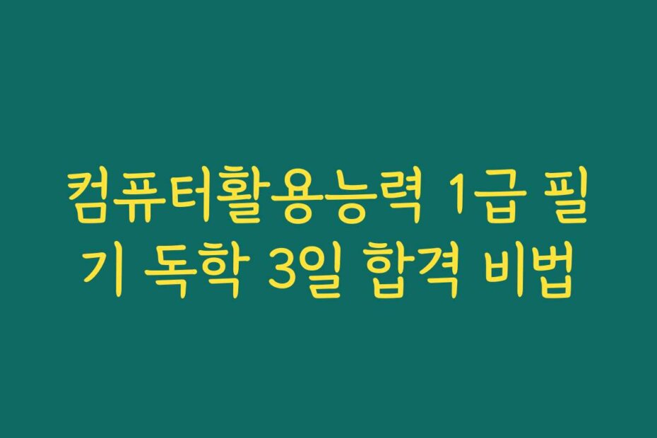 컴퓨터활용능력 1급 필기 독학 3일 합격 비법