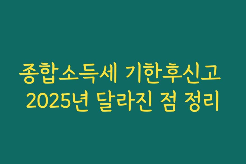 종합소득세 기한후신고 2025년 달라진 점 정리