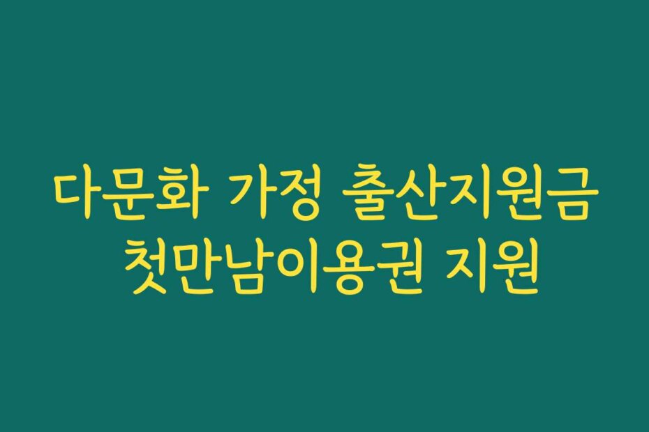 다문화 가정 출산지원금 첫만남이용권 지원