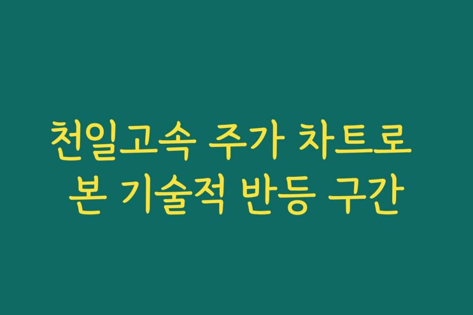 천일고속 주가 차트로 본 기술적 반등 구간