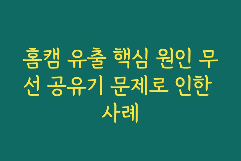 홈캠 유출 핵심 원인 무선 공유기 문제로 인한 사례