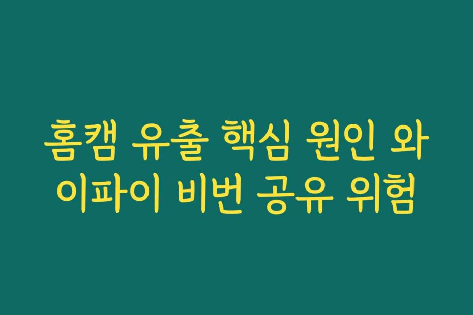 홈캠 유출 핵심 원인 와이파이 비번 공유 위험