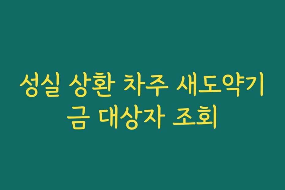 성실 상환 차주 새도약기금 대상자 조회