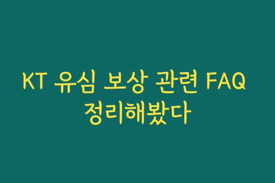KT 유심 보상 관련 FAQ 정리해봤다