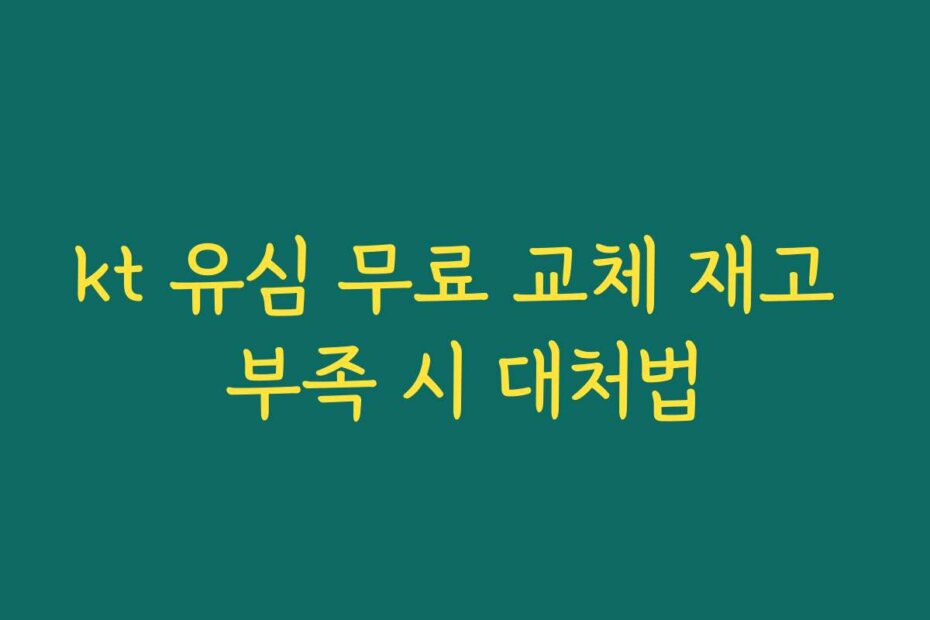 kt 유심 무료 교체 재고 부족 시 대처법