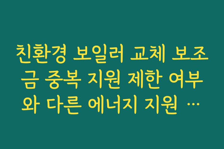 친환경 보일러 교체 보조금 중복 지원 제한 여부와 다른 에너지 지원 사업과의 관계