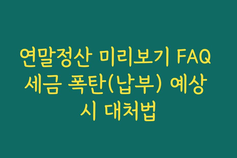 연말정산 미리보기 FAQ 세금 폭탄(납부) 예상 시 대처법