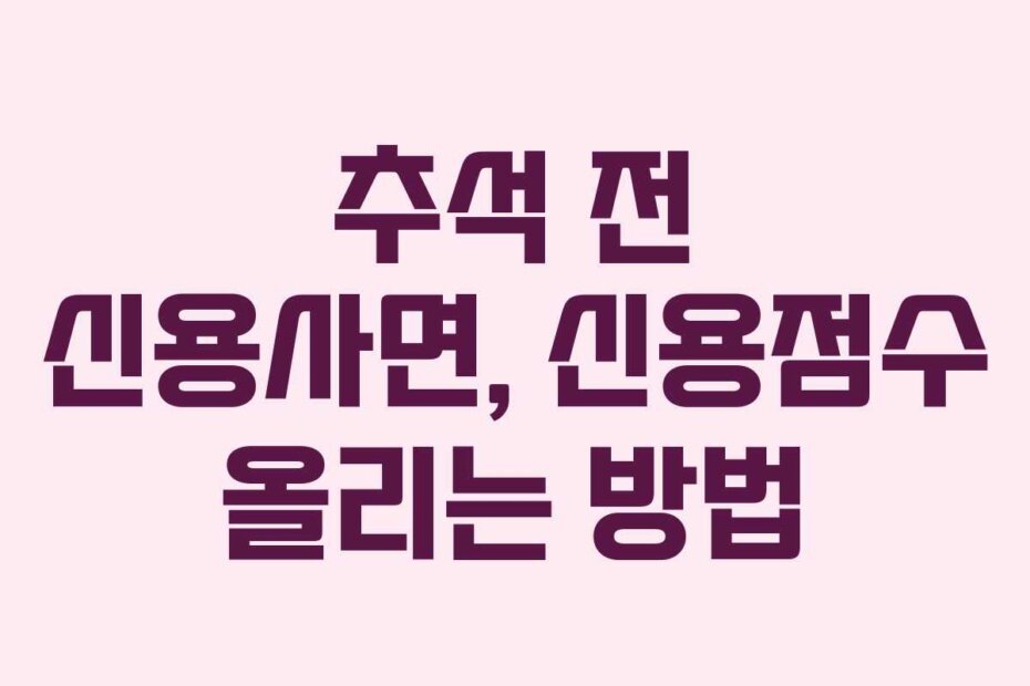 추석 전 신용사면, 신용점수 올리는 방법