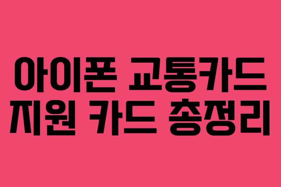 아이폰 교통카드 지원 카드 총정리