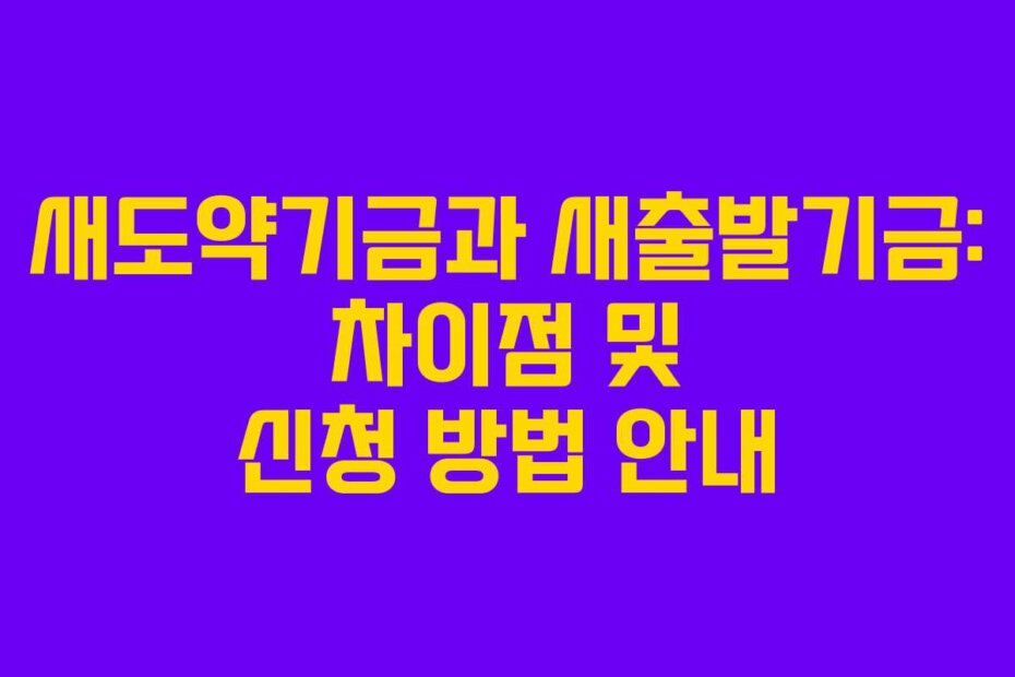 새도약기금과 새출발기금: 차이점 및 신청 방법 안내