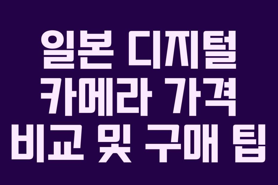 일본 디지털 카메라 가격 비교 및 구매 팁