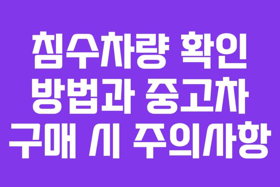 침수차량 확인 방법과 중고차 구매 시 주의사항