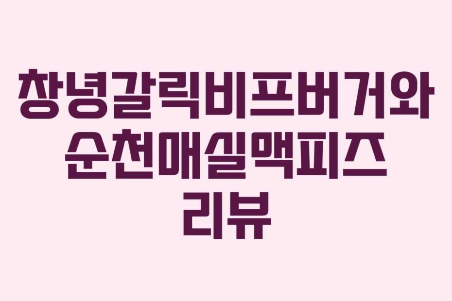 창녕갈릭비프버거와 순천매실맥피즈 리뷰