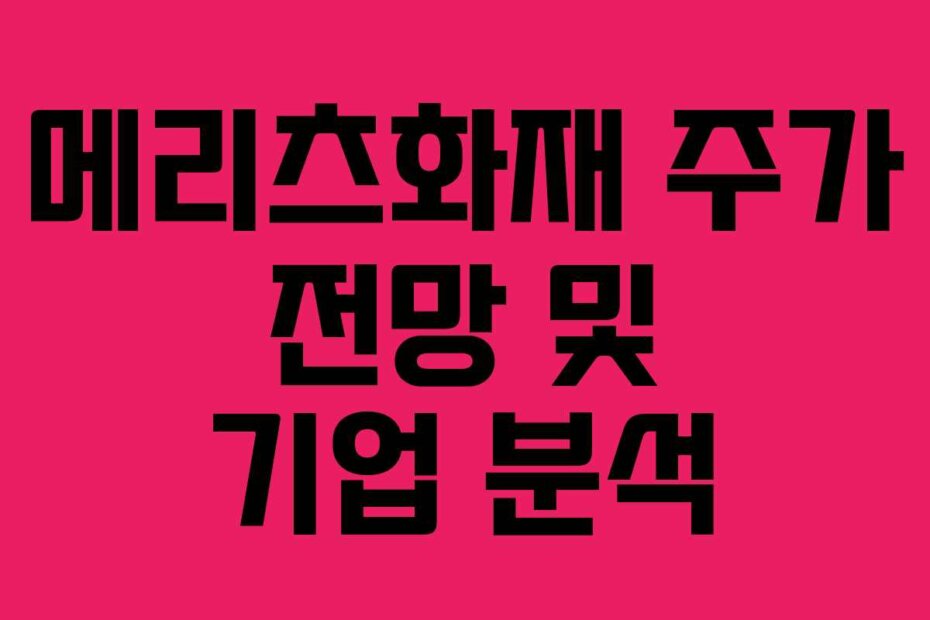 메리츠화재 주가 전망 및 기업 분석