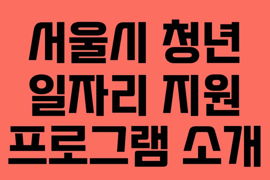 서울시 청년 일자리 지원 프로그램 소개
