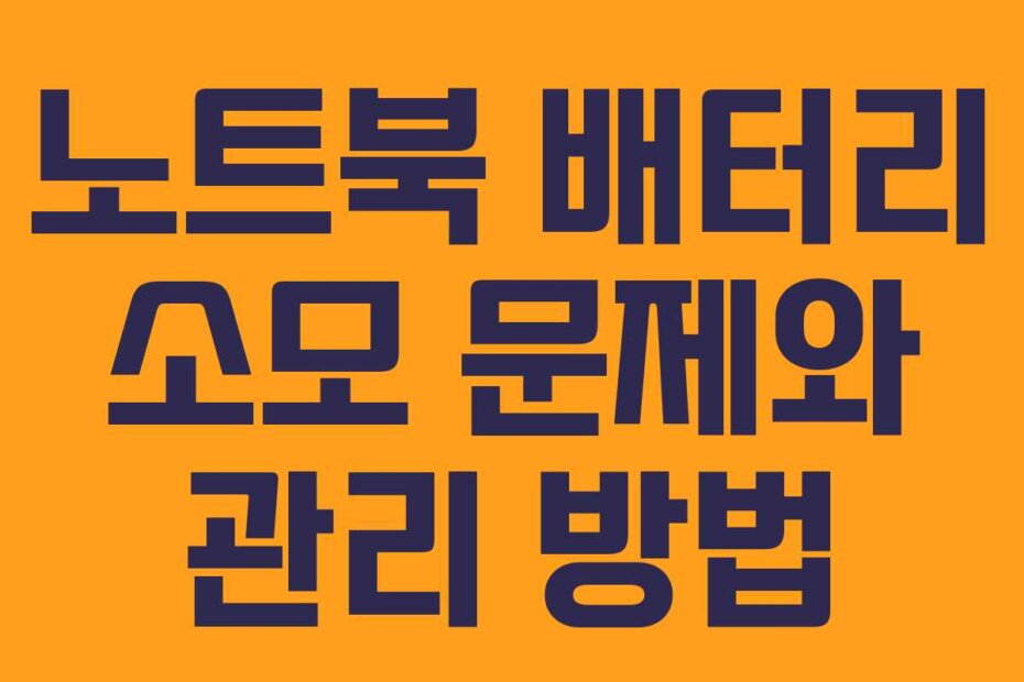 노트북 배터리 소모 문제와 관리 방법