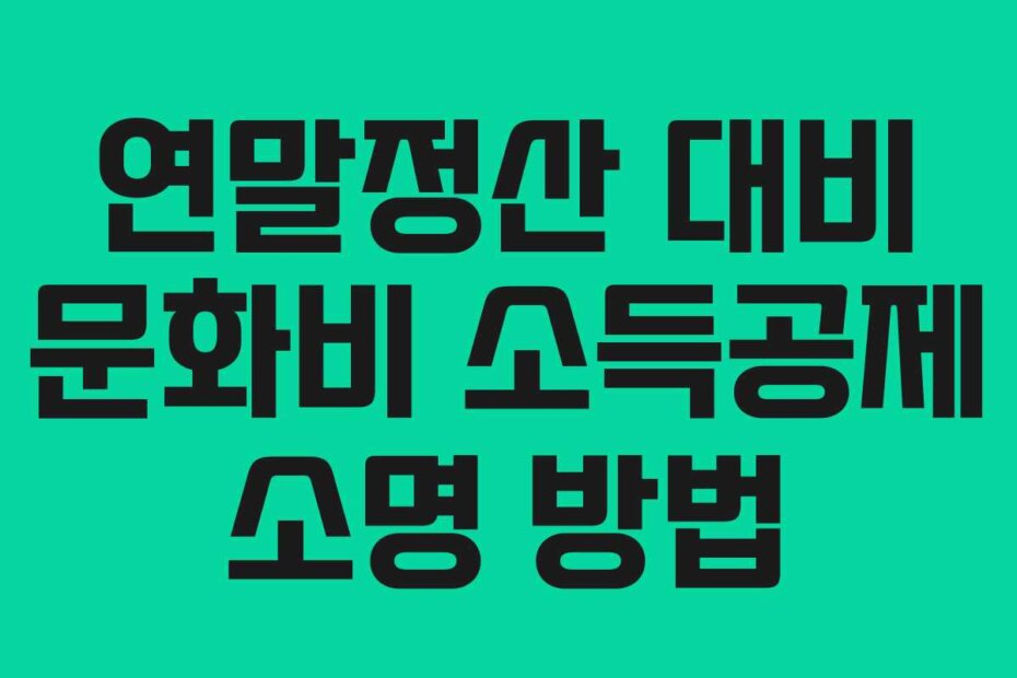 연말정산 대비 문화비 소득공제 소명 방법