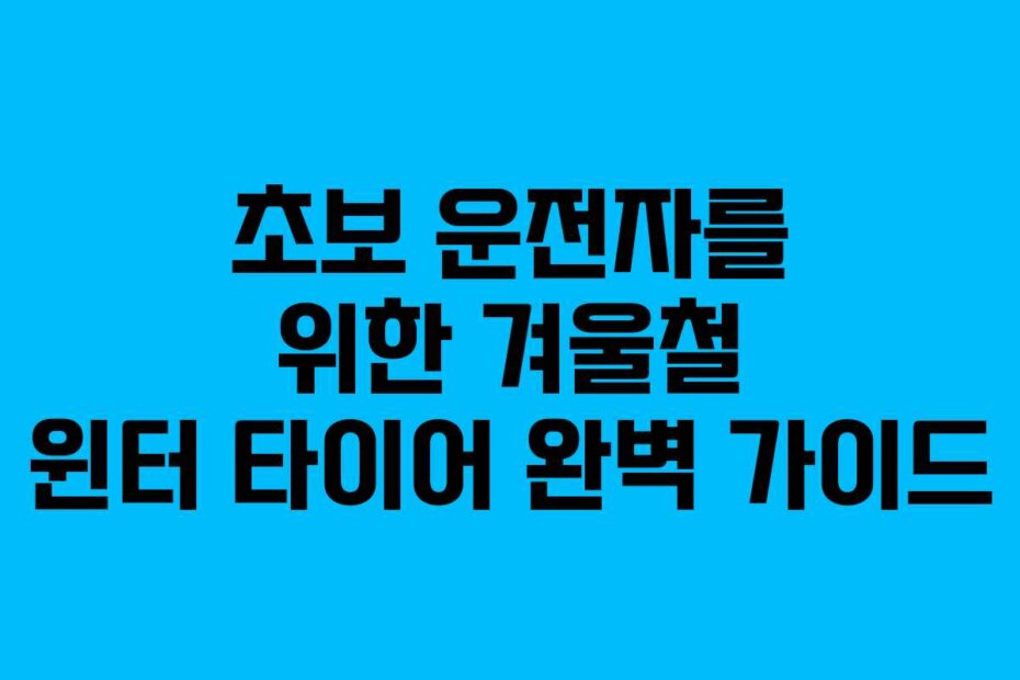 초보 운전자를 위한 겨울철 윈터 타이어 완벽 가이드