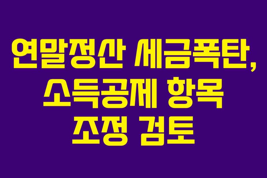 연말정산 세금폭탄, 소득공제 항목 조정 검토