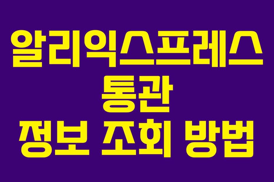 알리익스프레스 통관 정보 조회 방법