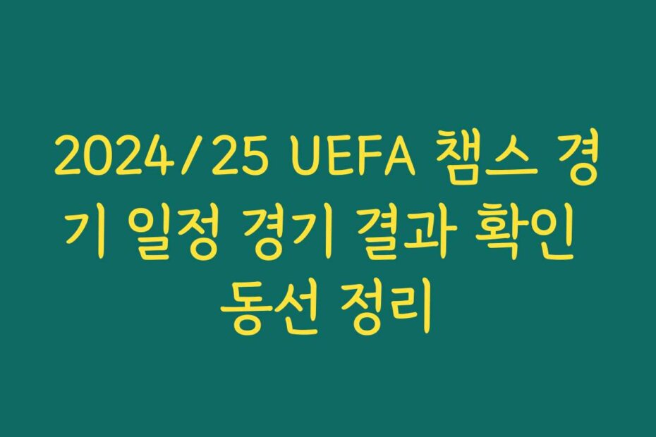 2024/25 UEFA 챔스 경기 일정 경기 결과 확인 동선 정리