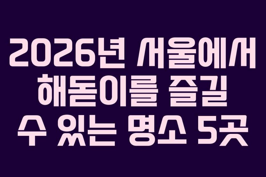 2026년 서울에서 해돋이를 즐길 수 있는 명소 5곳