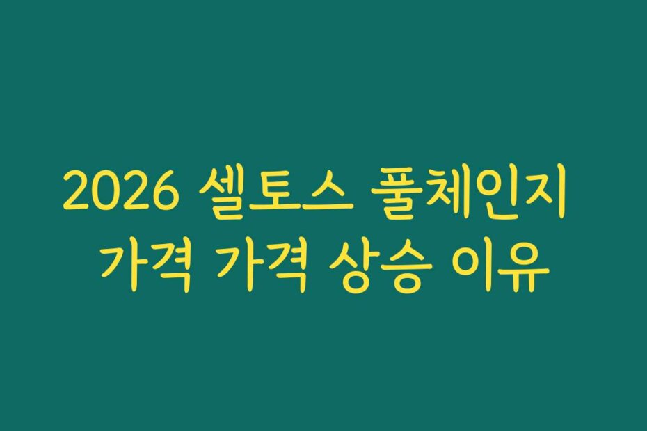 2026 셀토스 풀체인지 가격 가격 상승 이유