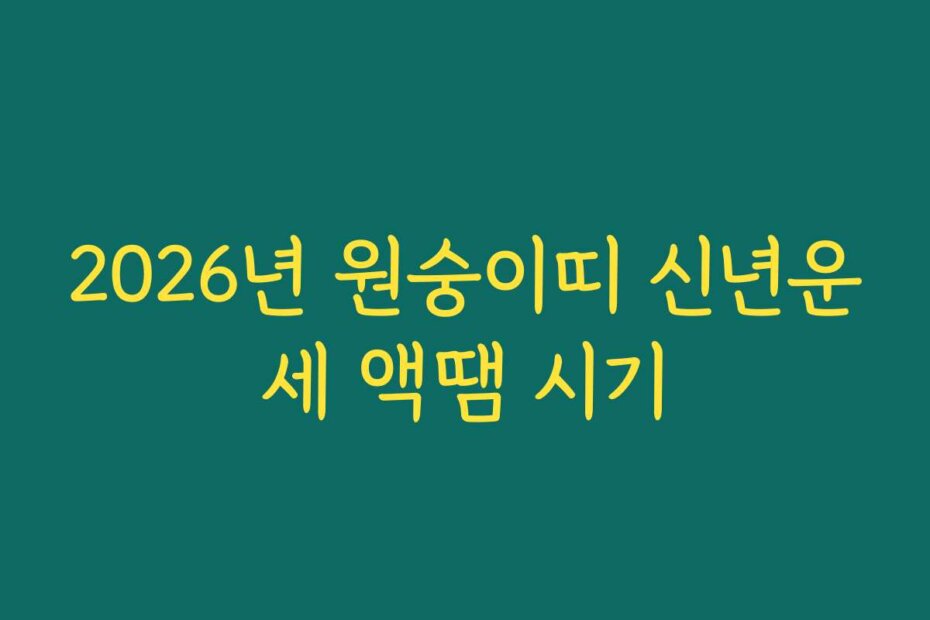 2026년 원숭이띠 신년운세 액땜 시기
