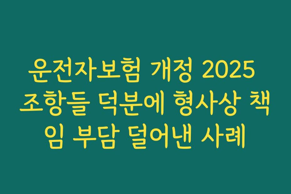 운전자보험 개정 2025 조항들 덕분에 형사상 책임 부담 덜어낸 사례