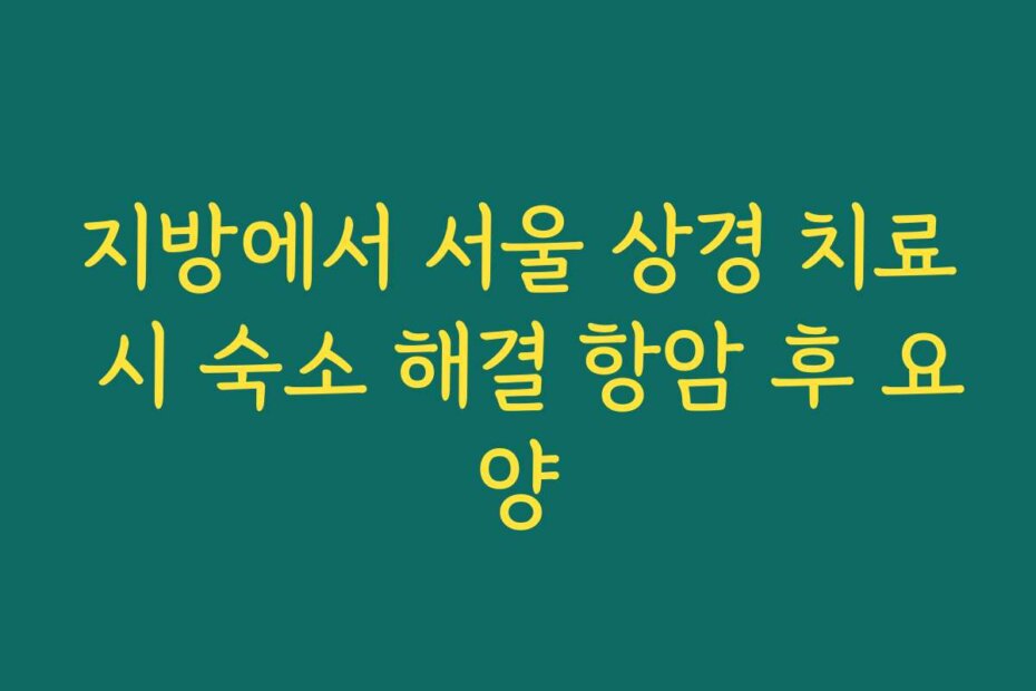 지방에서 서울 상경 치료 시 숙소 해결 항암 후 요양