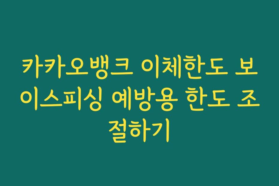 카카오뱅크 이체한도 보이스피싱 예방용 한도 조절하기