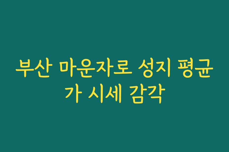 부산 마운자로 성지 평균가 시세 감각