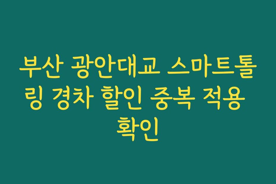 부산 광안대교 스마트톨링 경차 할인 중복 적용 확인