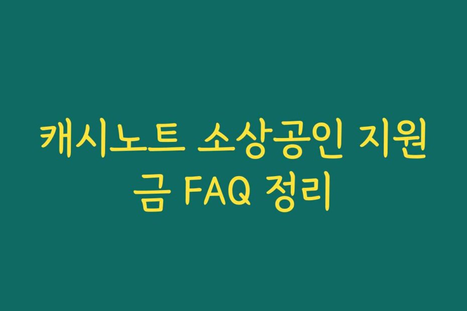 캐시노트 소상공인 지원금 FAQ 정리