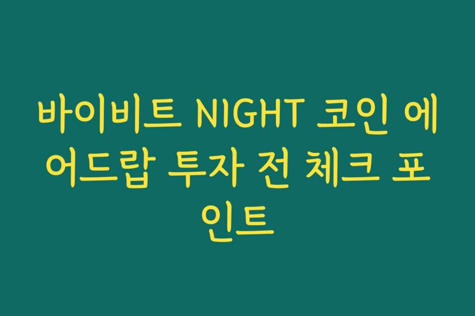 바이비트 NIGHT 코인 에어드랍 투자 전 체크 포인트