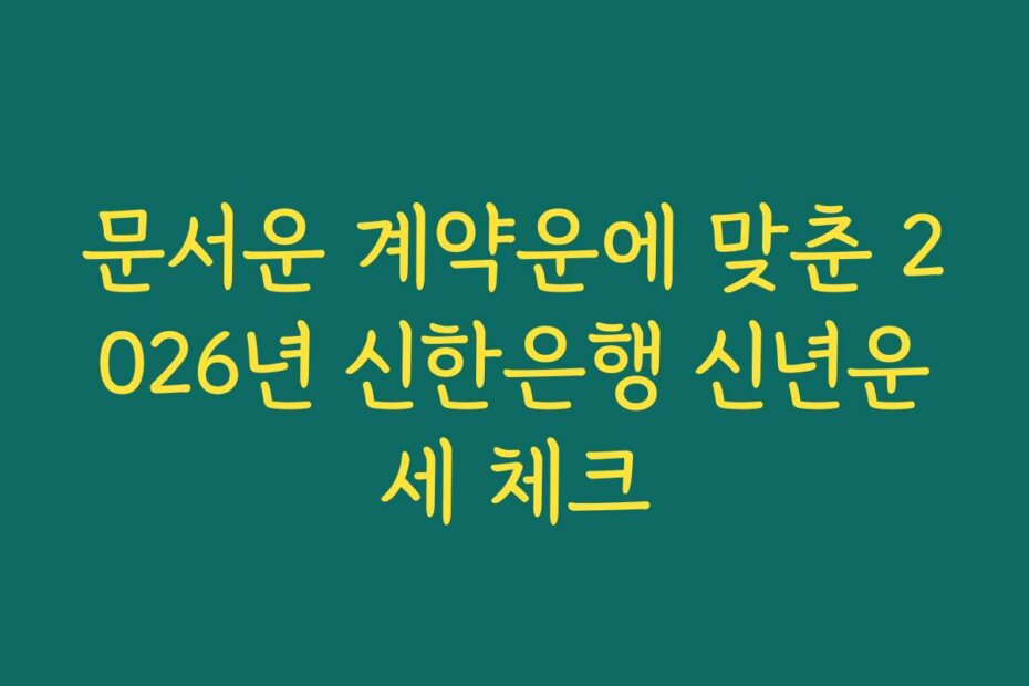 문서운 계약운에 맞춘 2026년 신한은행 신년운세 체크