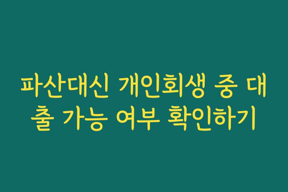 파산대신 개인회생 중 대출 가능 여부 확인하기
