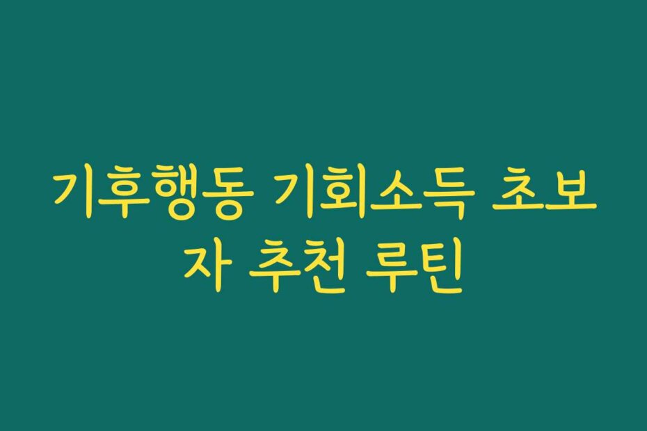 기후행동 기회소득 초보자 추천 루틴