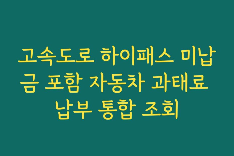 고속도로 하이패스 미납금 포함 자동차 과태료 납부 통합 조회