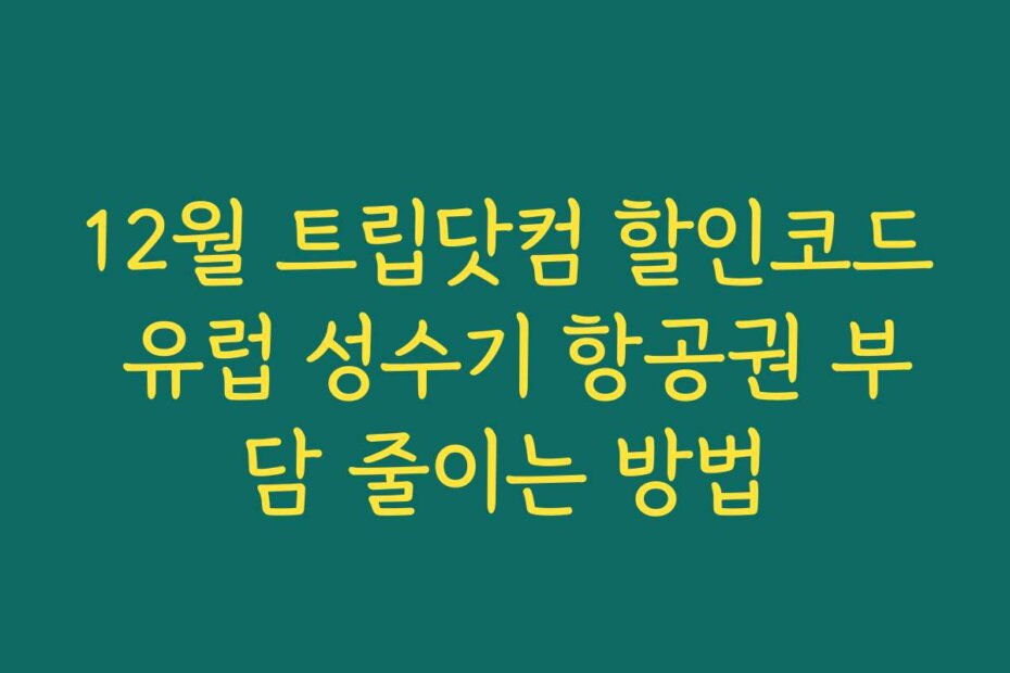 12월 트립닷컴 할인코드 유럽 성수기 항공권 부담 줄이는 방법