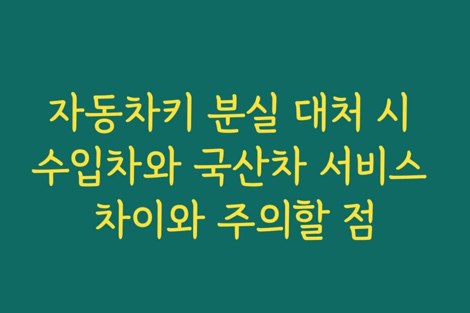 자동차키 분실 대처 시 수입차와 국산차 서비스 차이와 주의할 점