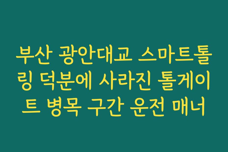 부산 광안대교 스마트톨링 덕분에 사라진 톨게이트 병목 구간 운전 매너