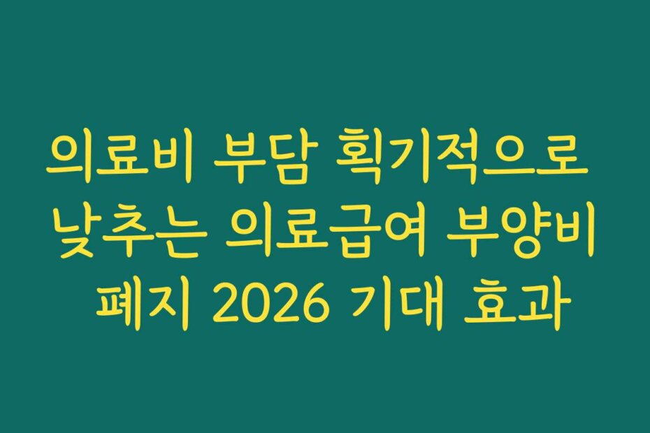 의료비 부담 획기적으로 낮추는 의료급여 부양비 폐지 2026 기대 효과
