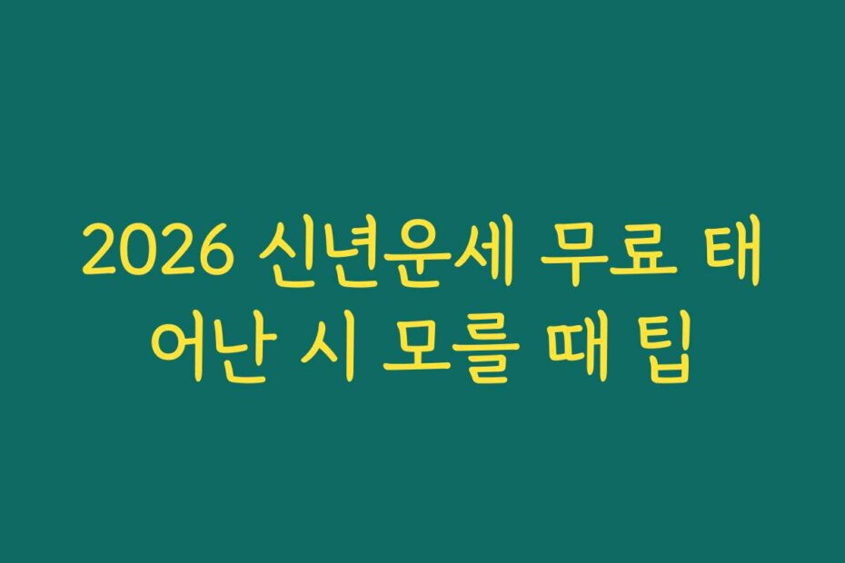 2026 신년운세 무료 태어난 시 모를 때 팁