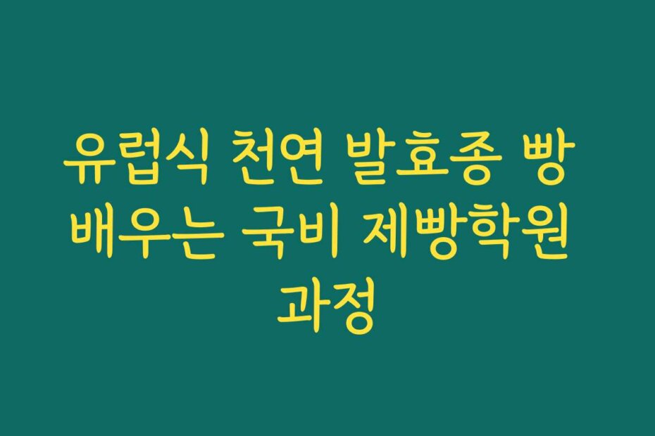 유럽식 천연 발효종 빵 배우는 국비 제빵학원 과정