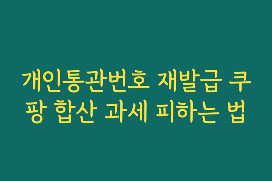 개인통관번호 재발급 쿠팡 합산 과세 피하는 법