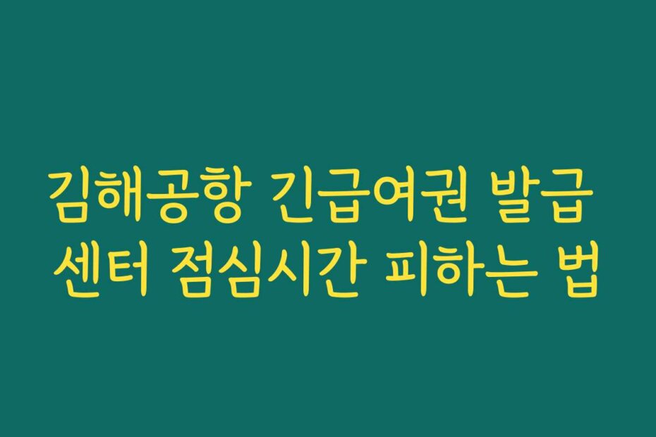 김해공항 긴급여권 발급 센터 점심시간 피하는 법
