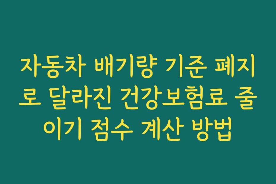 자동차 배기량 기준 폐지로 달라진 건강보험료 줄이기 점수 계산 방법