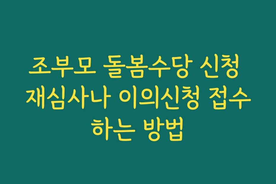조부모 돌봄수당 신청 재심사나 이의신청 접수하는 방법