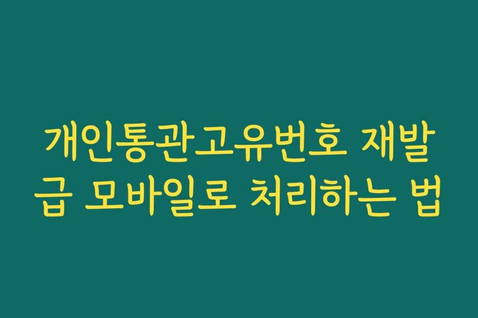 개인통관고유번호 재발급 모바일로 처리하는 법